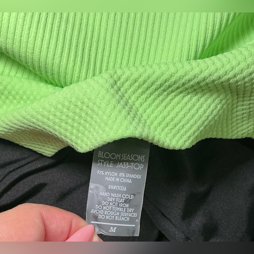 Neon Green Women's Zip-Up Crop Top - Picture 6 of 6